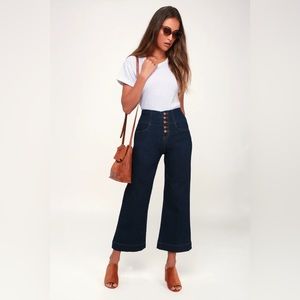 Bonnie Dark Wash Cropped Wide-Leg Jeans